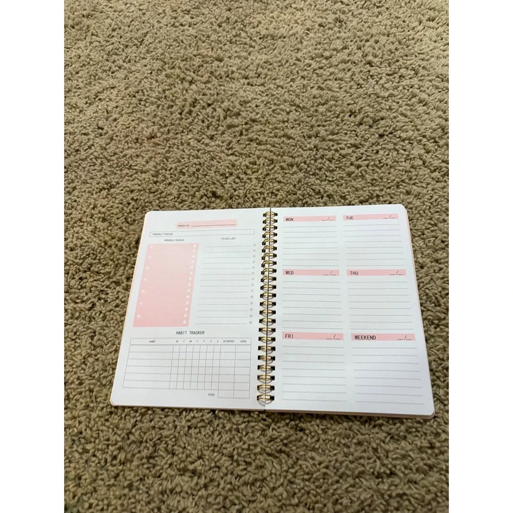 New Weekly‎ Planner Non Dated Undated Pink Habit Tracker Goals Organizer